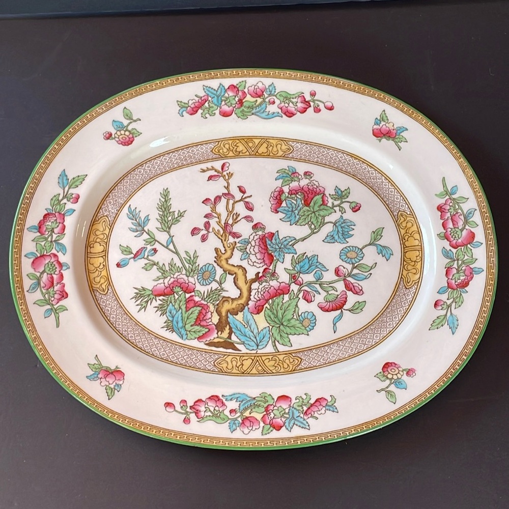 Indian Tree Foley Art China Vintage 13” Oval Serving Platter Tray Dinnerware